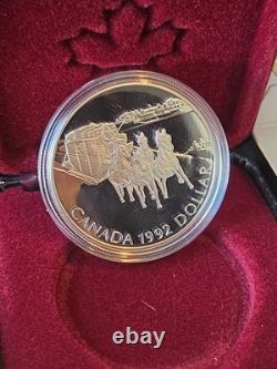 1992 Canada Proof Silver $1 Kingston to York Stagecoach 1st Year of Stirling