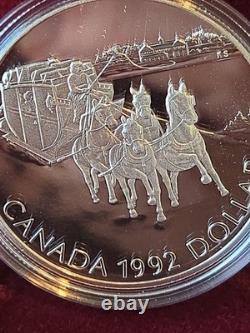 1992 Canada Proof Silver $1 Kingston to York Stagecoach 1st Year of Stirling