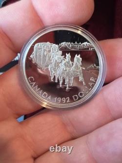 1992 Canada Proof Silver $1 Kingston to York Stagecoach 1st Year of Stirling