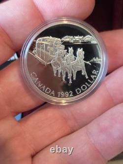 1992 Canada Proof Silver $1 Kingston to York Stagecoach 1st Year of Stirling