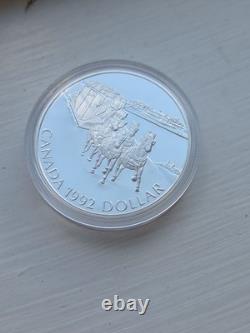 1992 Canada Proof Silver $1 Kingston to York Stagecoach 1st Year of Stirling