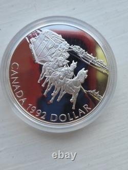 1992 Canada Proof Silver $1 Kingston to York Stagecoach 1st Year of Stirling