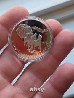 1992 Canada Proof Silver $1 Kingston to York Stagecoach 1st Year of Stirling