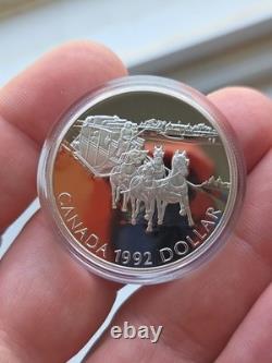1992 Canada Proof Silver $1 Kingston to York Stagecoach 1st Year of Stirling