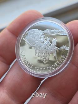 1992 Canada Proof Silver $1 Kingston to York Stagecoach 1st Year of Stirling