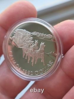 1992 Canada Proof Silver $1 Kingston to York Stagecoach 1st Year of Stirling