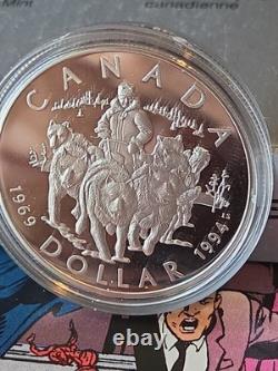 1994 Canada Proof Silver Dollar Last RCMP Dog Team Patrol Sterling Silver