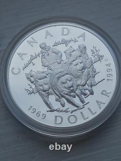 1994 Canada Proof Silver Dollar Last RCMP Dog Team Patrol Sterling Silver
