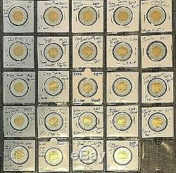 1997 to 2017 CANADA PROOF $2 TOONIE COINS, SILVER WITH 24K GOLD PLATED CORE
