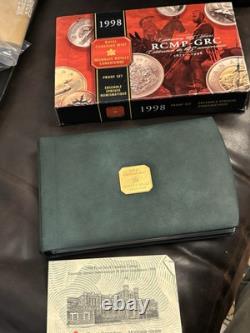 1998 Canada 925 Silver Proof Set. With Box, Leather Binder & COA. 1.75 ASW