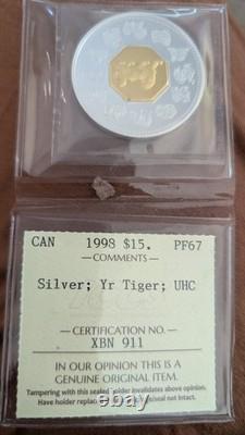 1998 Canada Chinese Calendar Lunar Year of the Tiger Silver $15. Proof E0273