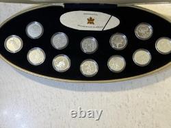 1999 Canada Millennium Sterling Silver Proof 25 Cent 12 Coin Set Box & COA