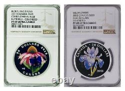 2 2013 Canadian Wildflower Coins Coneflower & Blue & Blue Flag Iris NGC PF69 UC