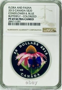 2 2013 Canadian Wildflower Coins Coneflower & Blue & Blue Flag Iris NGC PF69 UC