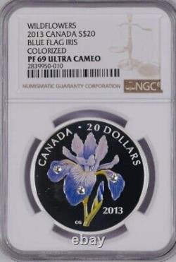 2 2013 Canadian Wildflower Coins Coneflower & Blue & Blue Flag Iris NGC PF69 UC