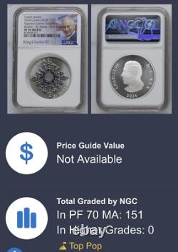 (2) 2024 Canada Silver 1oz PROOF SAPPHIRE JUBILEE SNOWFLAKE BROOCH's NGC PF70 FR