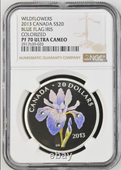 20 Dollars 2013 Canada Blue Flag Iris Silver Proof Ngc Pf70