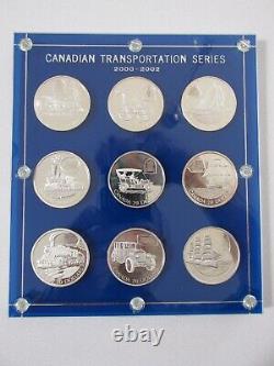 2000-2002 Canadian $20 Proof Silver Transportation Series Set of 9 (Holograms)