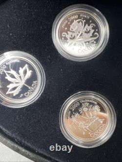 2000 Canada 12 Coin Sterling Silver Millenium Proof Quarter Set with Box & COA #D1