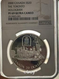 2000 Canada $20 The Toronto (Locomotive) 1oz Silver Proof Hologram Coin withCOA