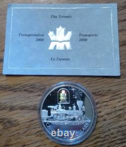 2000 Canada Sterling Silver $20 Proof Coin The Toronto Locomotive Hologram