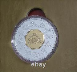 2000 Canada silver $15 dollars coin Lunar Year Of Dragon gilding proof stamps
