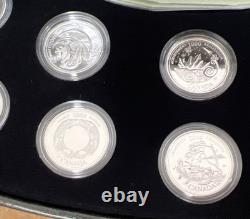 2000 Canadian Millennium 12 Proof Sterling Silver 25 cents Coin Set Cased & COA