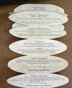 2000 Canadian Millennium 12 Proof Sterling Silver 25 cents Coin Set Cased & COA