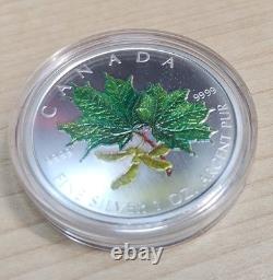 2002 CANADA 1oz SILVER MAPLE LEAF SPRING COLORS, 99.99% Pure
