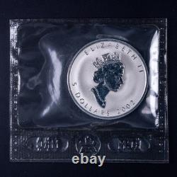 2002 Canada $5 1oz Silver Reverse Proof Maple Horse Privy Sealed CSD477