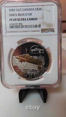 2003 Canada 1 oz Silver $20 The HMCS Bras d'or FHE-400 NGC PR PF proof 79