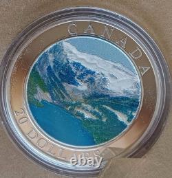 2003 Canada $20 Silver Proof Coin Rocky Mountains Colorized Natural Wonders, Box