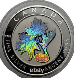 2003 Canada $5 Good Fortune Silver 1oz Maple Leaf Coin Beautiful Hologram