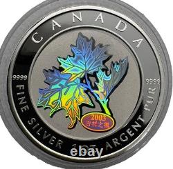 2003 Canada $5 Good Fortune Silver 1oz Maple Leaf Coin Beautiful Hologram
