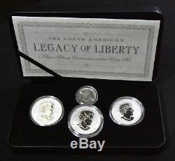 2004 2005 4 Coin Proof Legacy of Liberty. 999 Silver Maple Leaf Set Poppy Canada