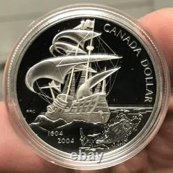 2004 Canada $1 25.175g. 999 Silver Proof 400th Anniversary French Settlement OGP
