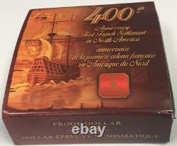 2004 Canada $1 25.175g. 999 Silver Proof 400th Anniversary French Settlement OGP