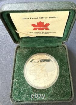 2004 Canada SILVER Proof $1.9999 Silver French Settlement 0.8 Ounce. COA B4