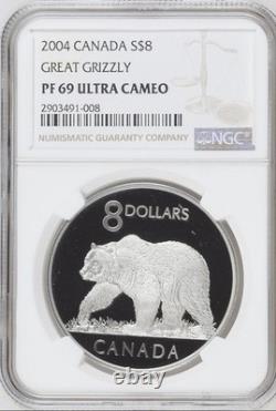 2004 Canada Silver $8 Great Grizzly Bear Proof NGC PF69