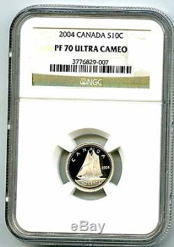 2004 Canada Silver Proof 10 Cent Ngc Pf70 Ucam Dime Super Rare Only 1 Known