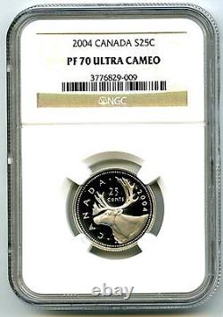 2004 Canada Silver Proof 25 Cent Ngc Pf70 Ucam Quarter Super Rare Only 4 Known