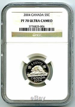 2004 Canada Silver Proof 5 Cent Ngc Pf70 Ucam Nickel Super Rare Only 2 Known