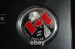 2005 $1 Canada SILVER Limited Edition Red Enamel Colorized Flag Proof