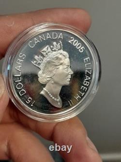 2005 $15 Canada Year Of The Rooster Uncirculated Sterling Silver Proof Coin
