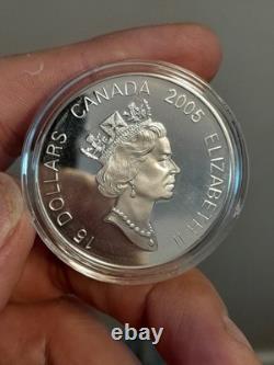 2005 $15 Canada Year Of The Rooster Uncirculated Sterling Silver Proof Coin