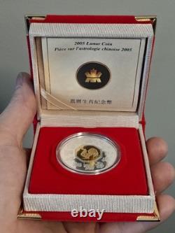 2005 $15 Canada Year Of The Rooster Uncirculated Sterling Silver Proof Coin