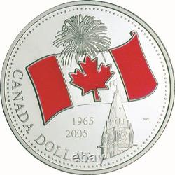 2005 Canada ltd. Edition Proof Silver Dollar Canada's Flag with Red Enamel