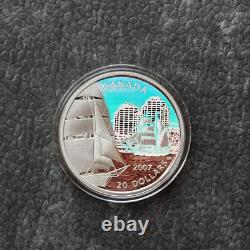 2007 1OZ Silver Holographic Proof Canada Brigantine Ship Tall Certif. ETUI RARE