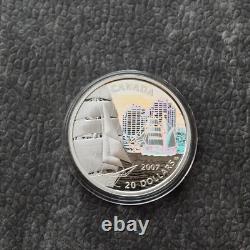 2007 1OZ Silver Holographic Proof Canada Brigantine Ship Tall Certif. ETUI RARE