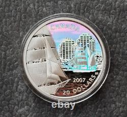 2007 1OZ Silver Holographic Proof Canada Brigantine Ship Tall Certif. ETUI RARE